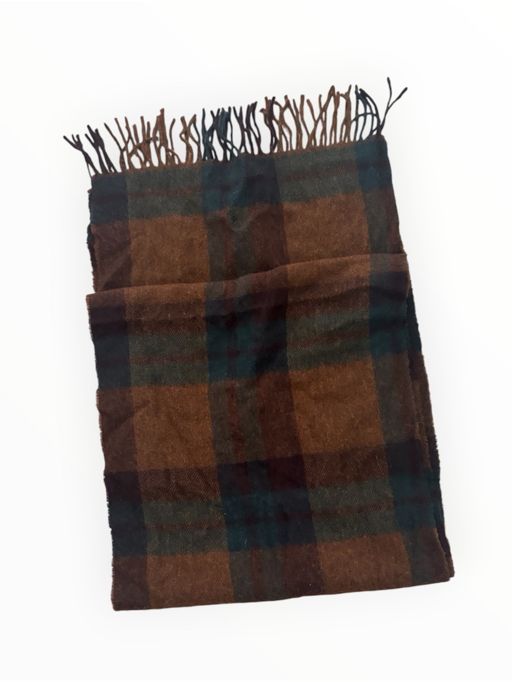 Vintage Ralph Lauren lambs wool brown plaid wool scarf #preppy #winterwear